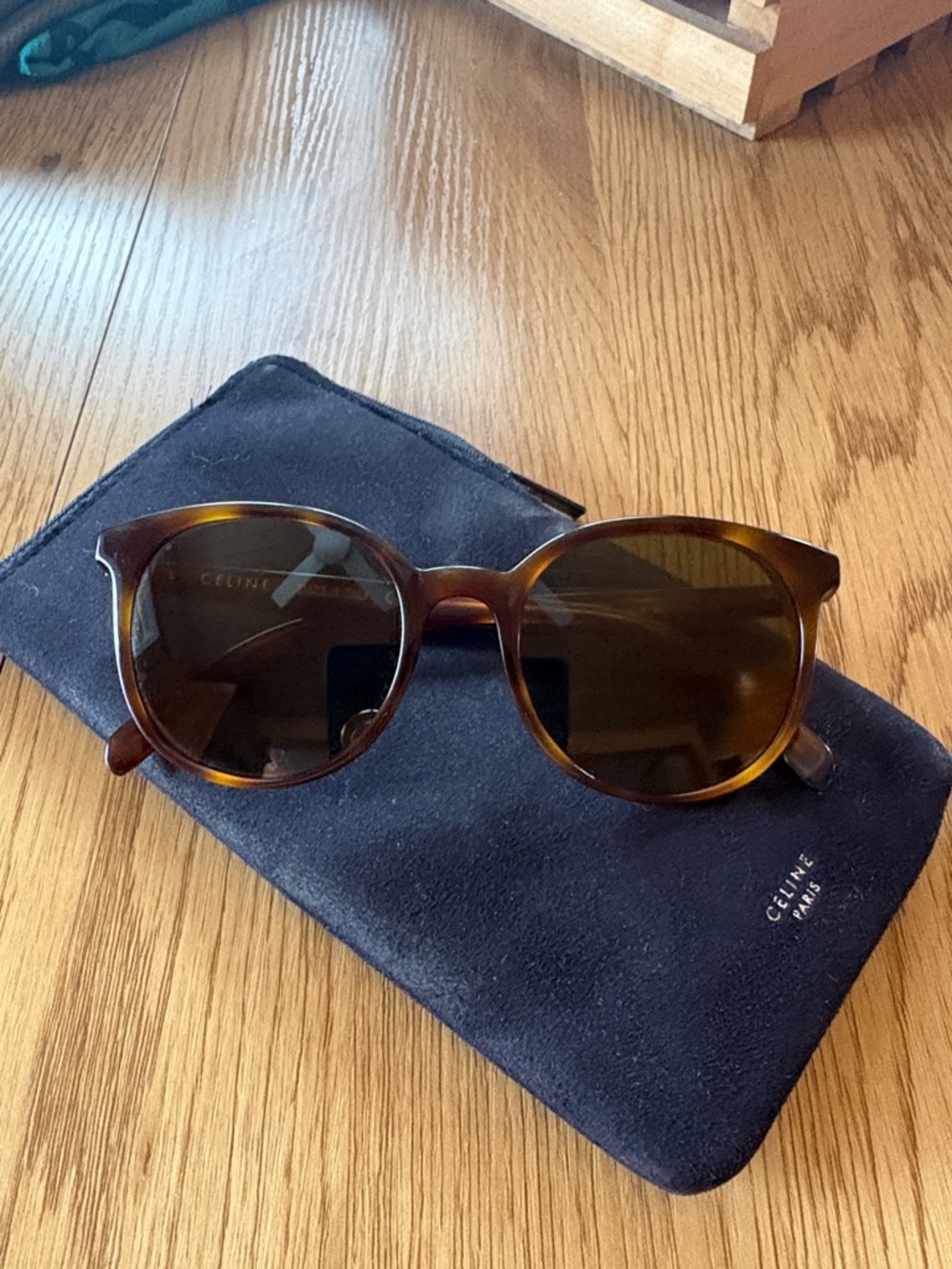 Celine Tortoiseshell Round Sunglasses - Dark Brown Lenses - Picture 6 of 6
